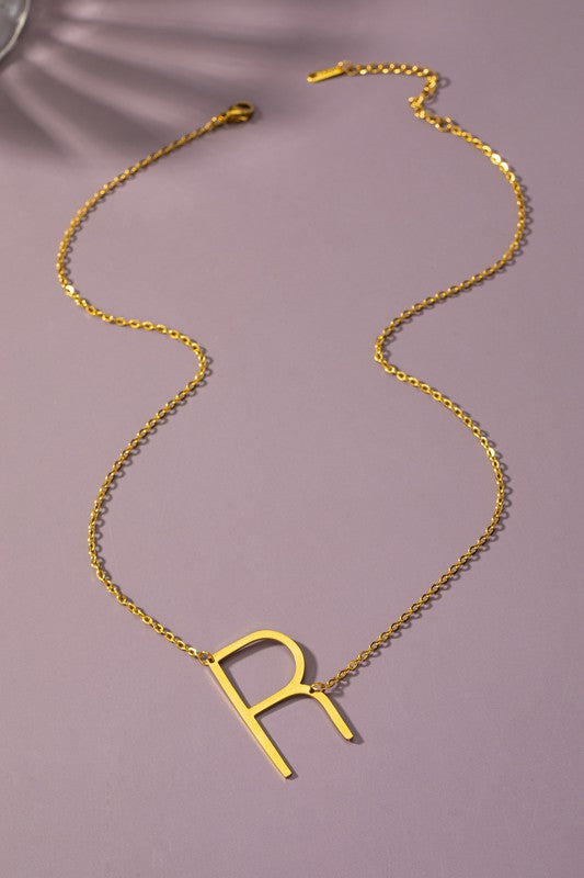 Stainless Steel Large Initial Necklace