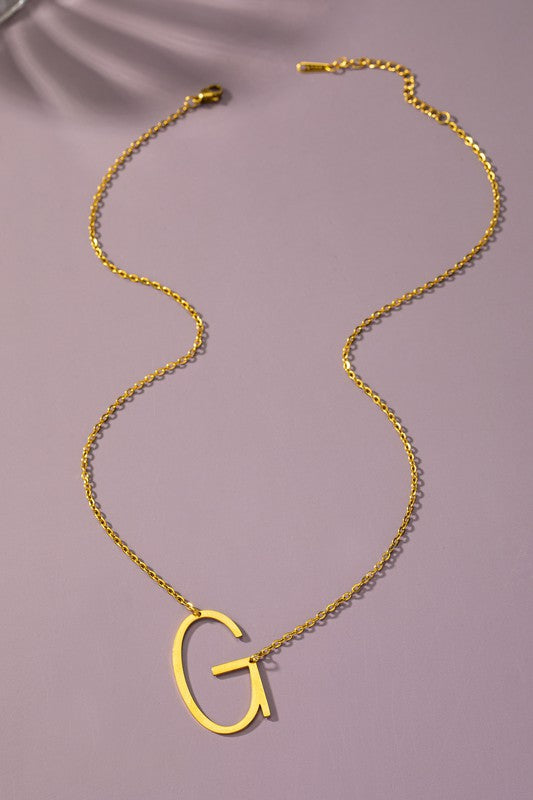 Stainless Steel Large Initial Necklace